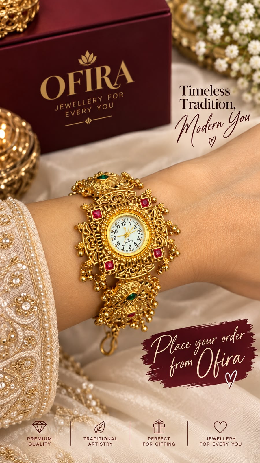 Gold-toned bracelet watch