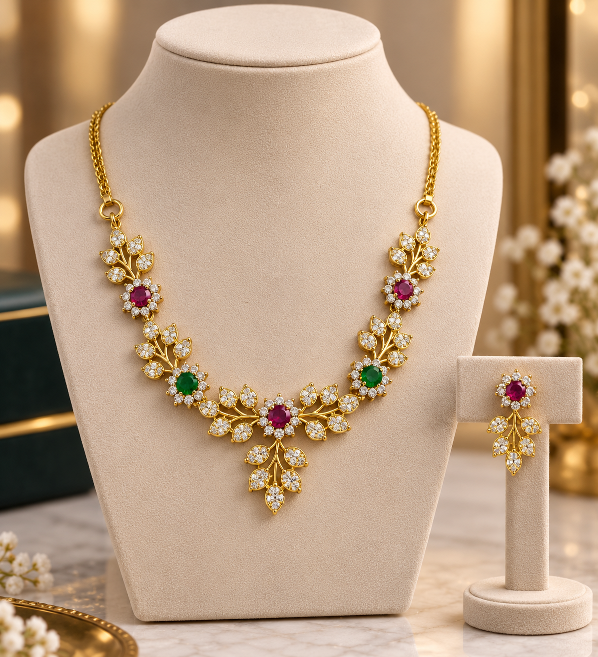 Ofira gold-toned necklace and earring set