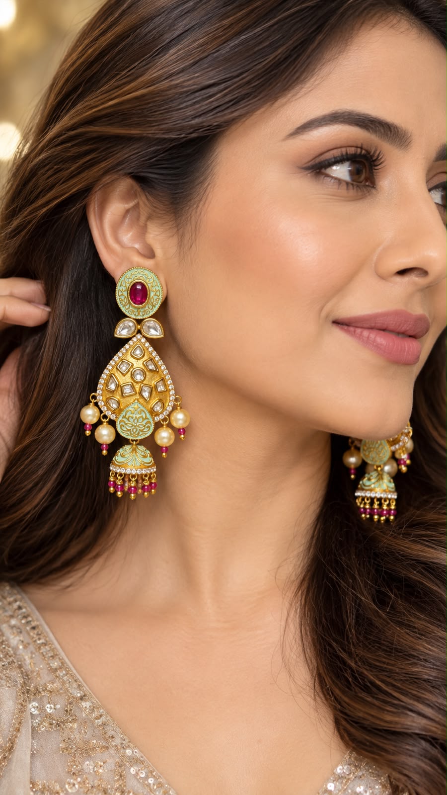 Polki chandbali earrings