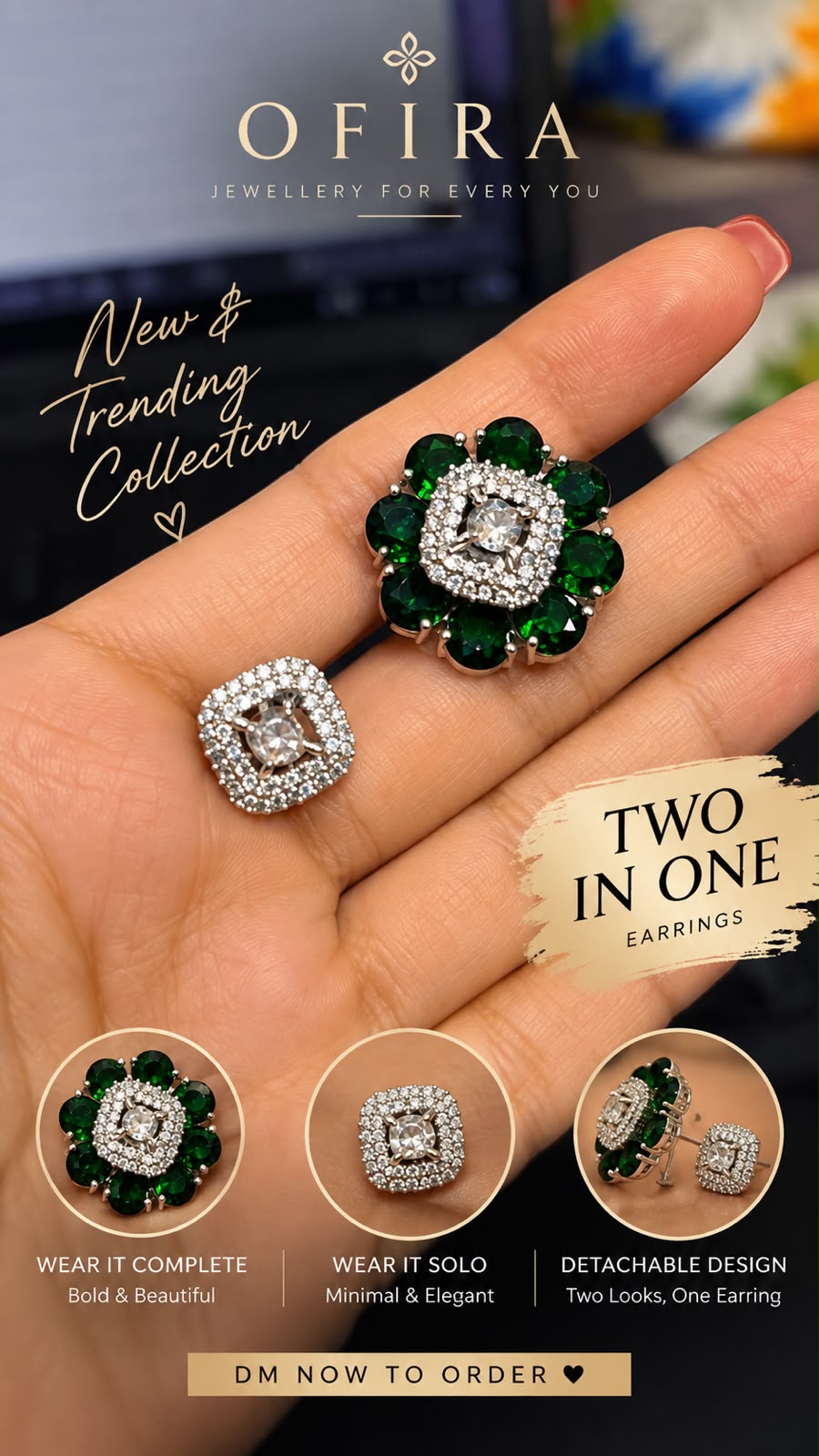 Two-in-one detachable earrings